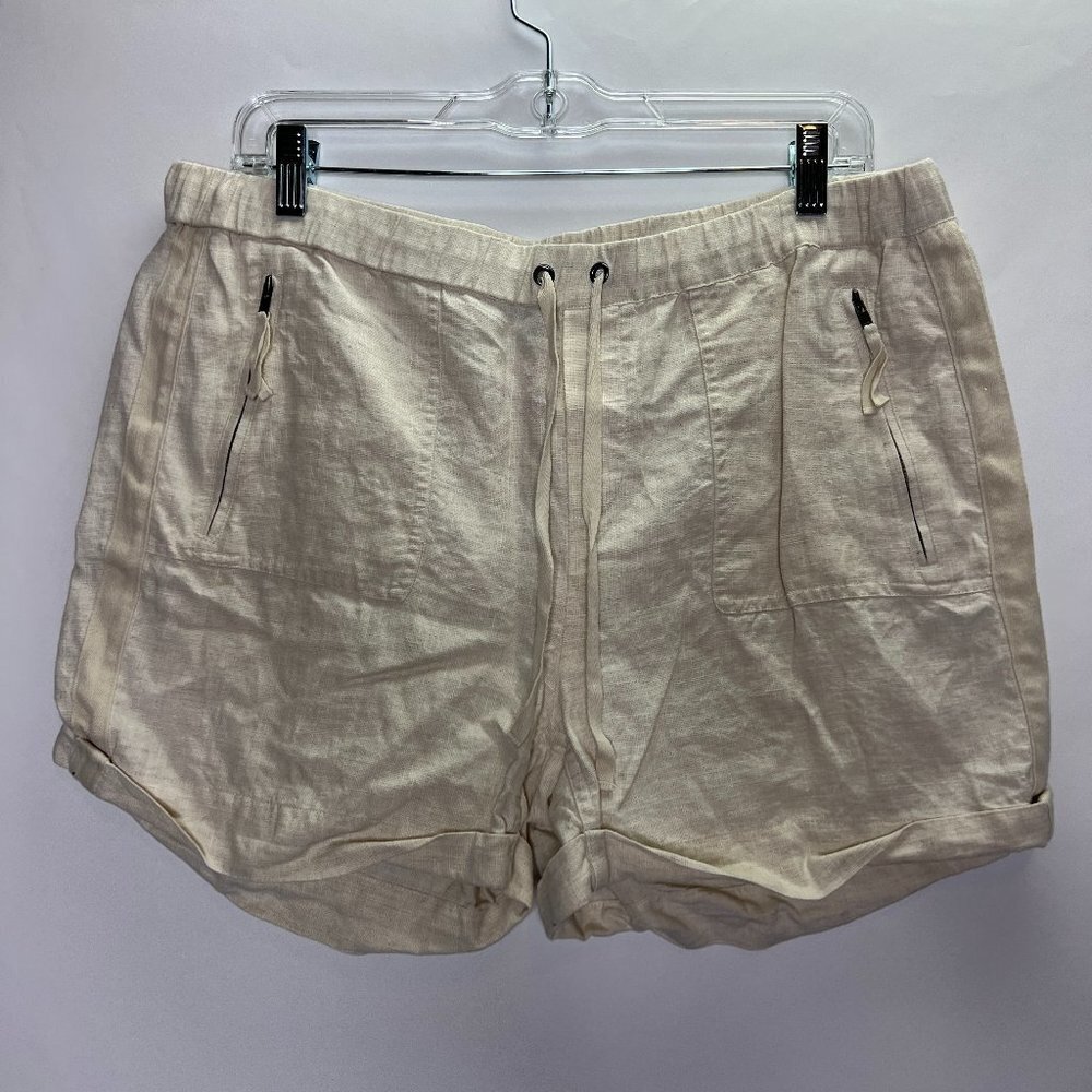 Saks Fifth Avenue Neutral Linen Shorts Women's Size L
